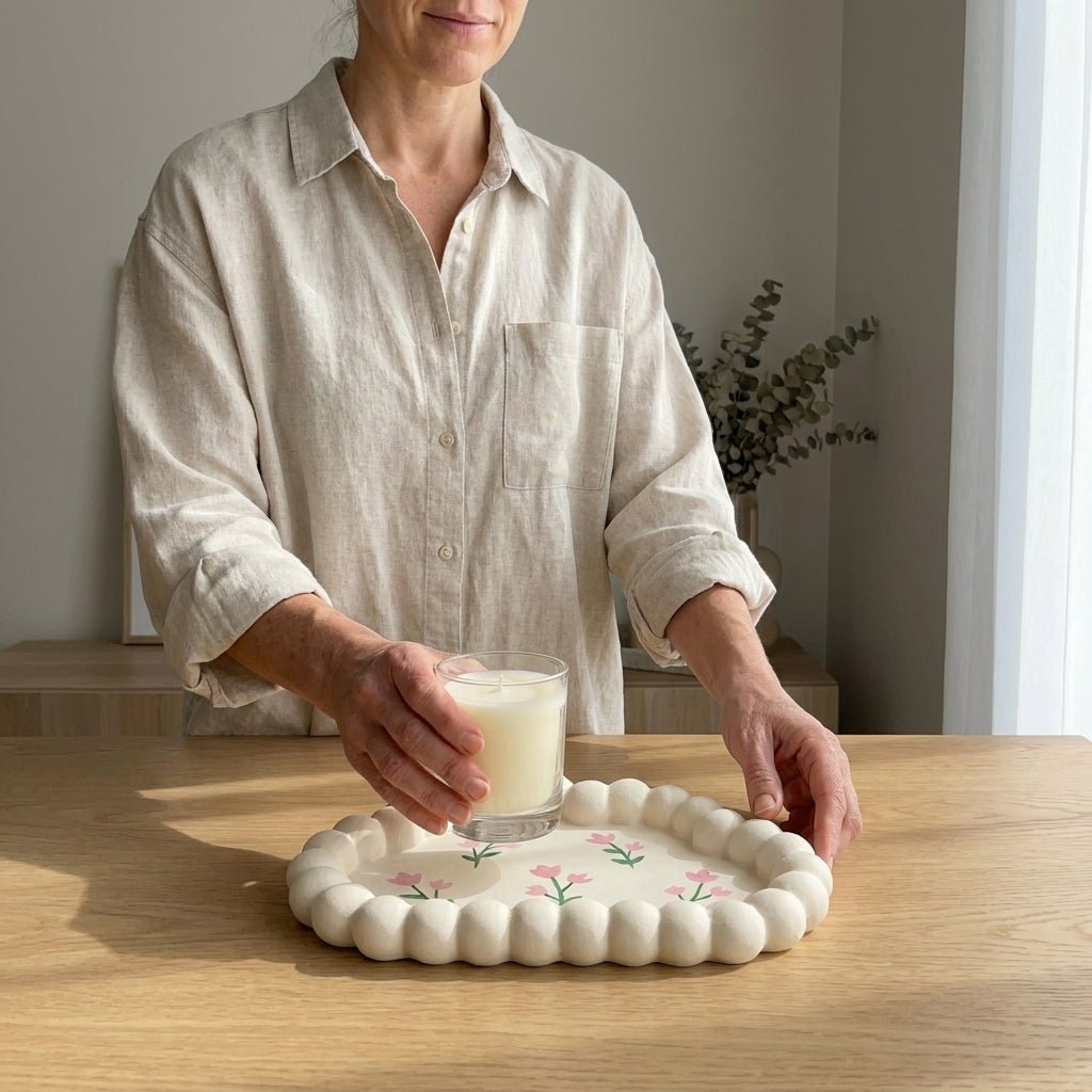 Sky Slice handmade cloud tray for candles and home décor UK