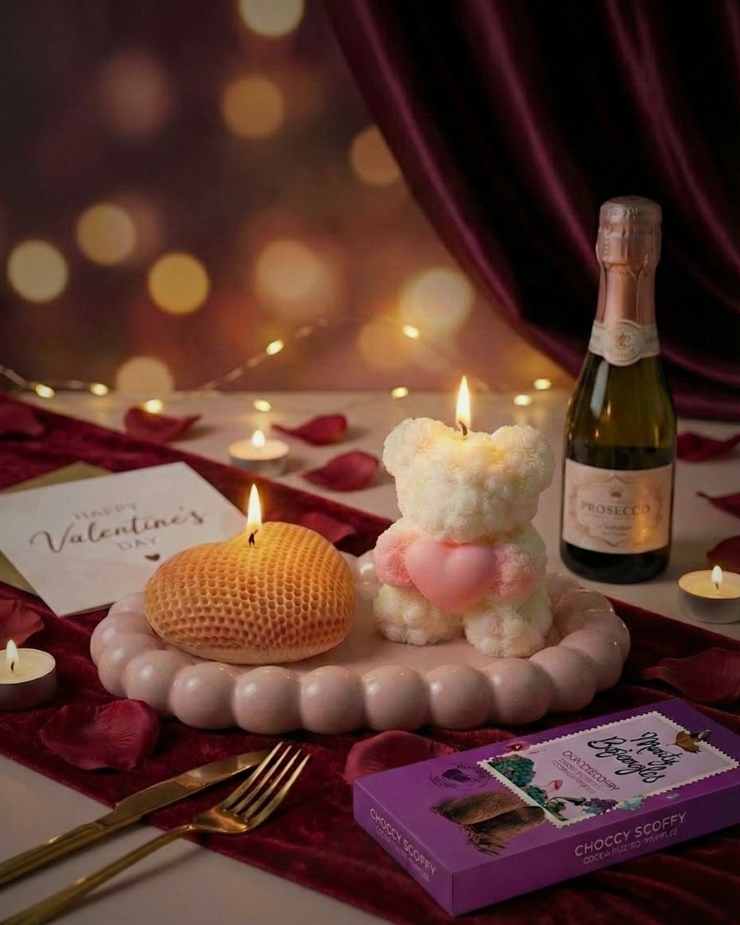 Candles gift set collection with wine and chocolate UK