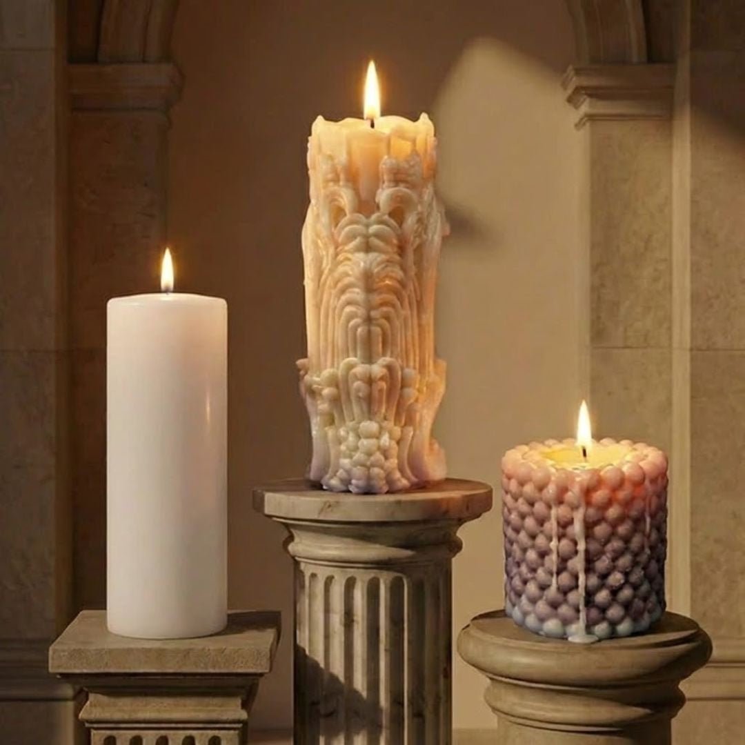 Natural handmade candles collection with pillar designs UK