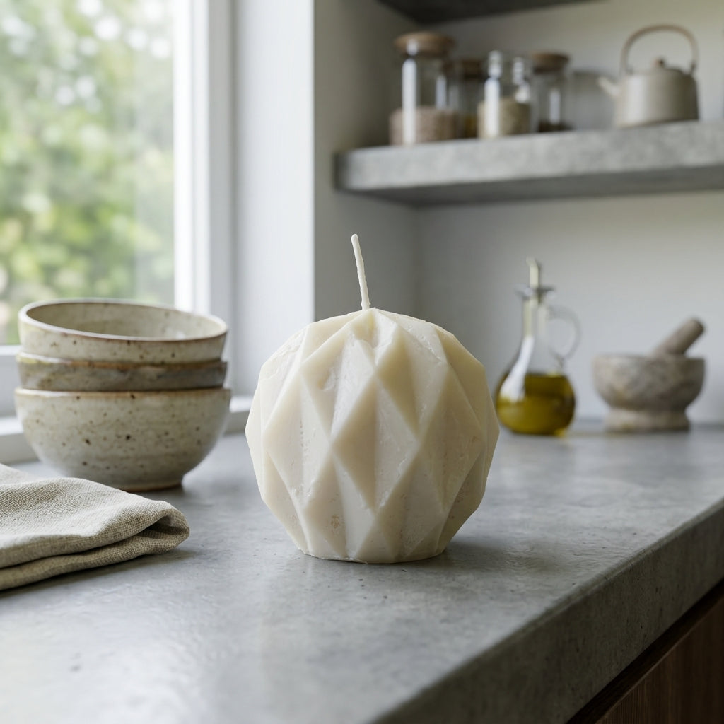 Scented handmade candles with geometric diamond shape