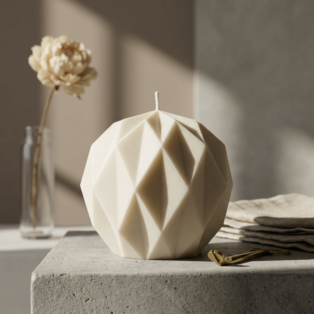 Handmade scented candles with faceted prism design UK
