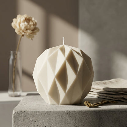 Handmade scented candles with faceted prism design UK