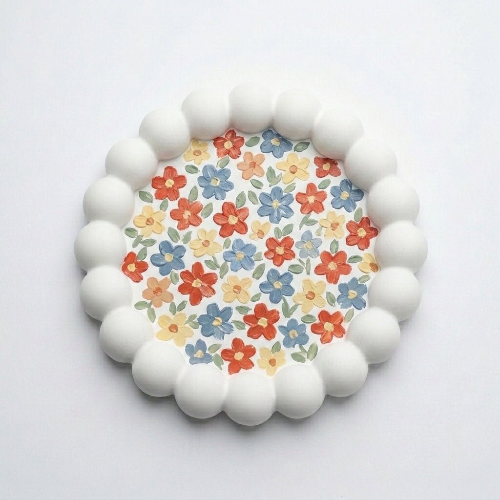 Handmade gypsum tray with bubble ring design UK