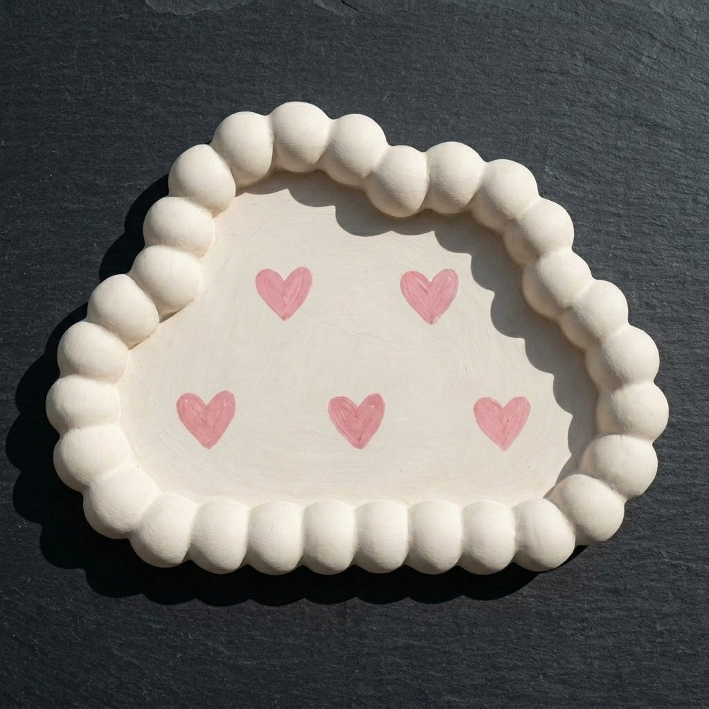 Handmade gypsum candle tray with cloud shape design UK