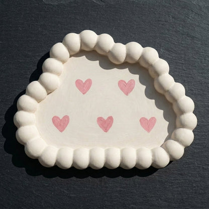 Handmade gypsum candle tray with cloud shape design UK