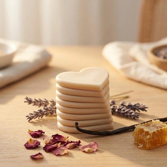 Handmade wax melts with striped heart design UK