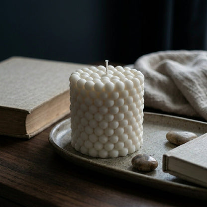 Bubble Pillar Candle natural handmade candle by Divine Wick