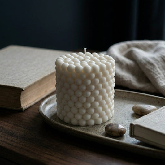Bubble Pillar Candle natural handmade candle by Divine Wick