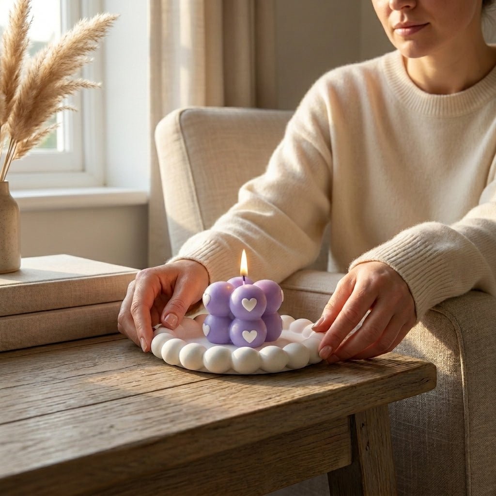 Scented handmade candles with calming flower fragrance