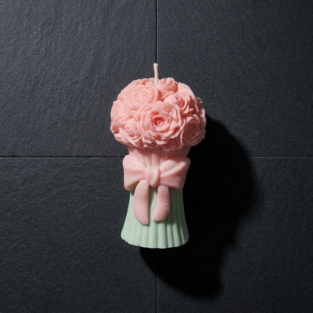 Handmade scented candles with bow bouquet design UK