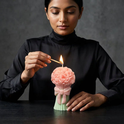 Scented handmade candles with elegant bow detail