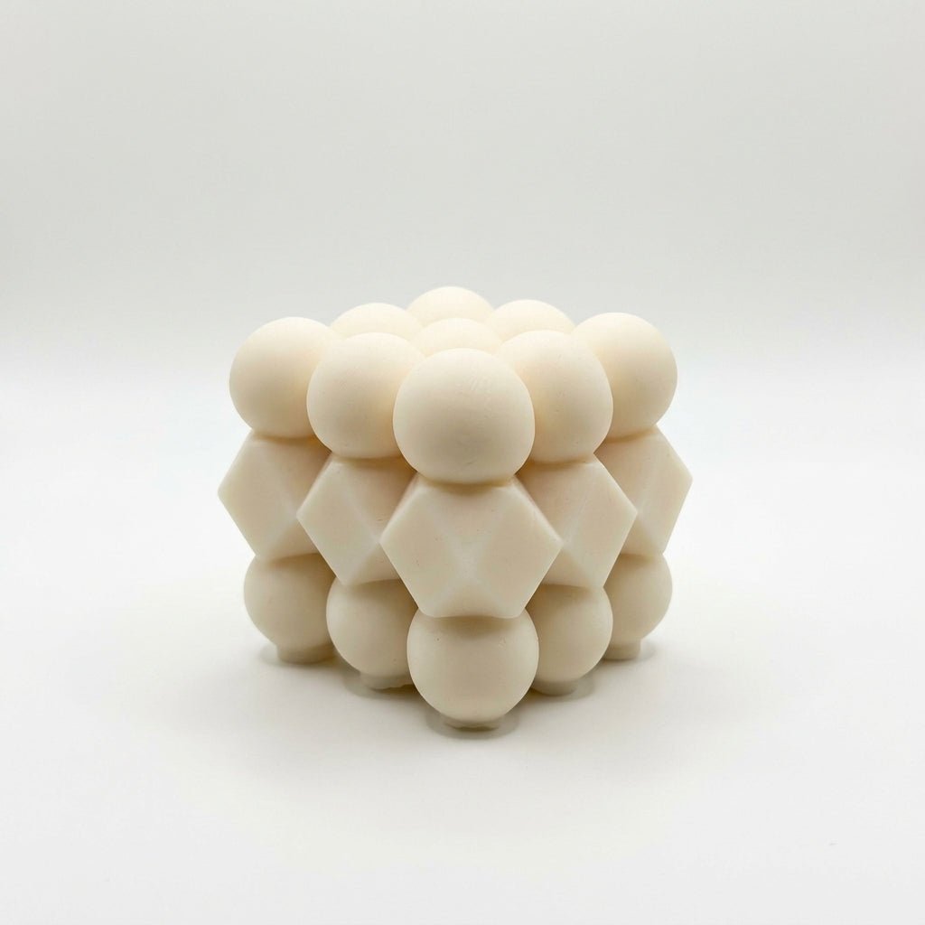 Luxury handmade scented candle with geometric cube design