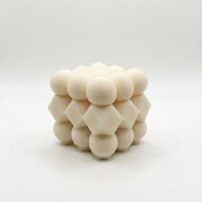 Luxury handmade scented candle with geometric cube design