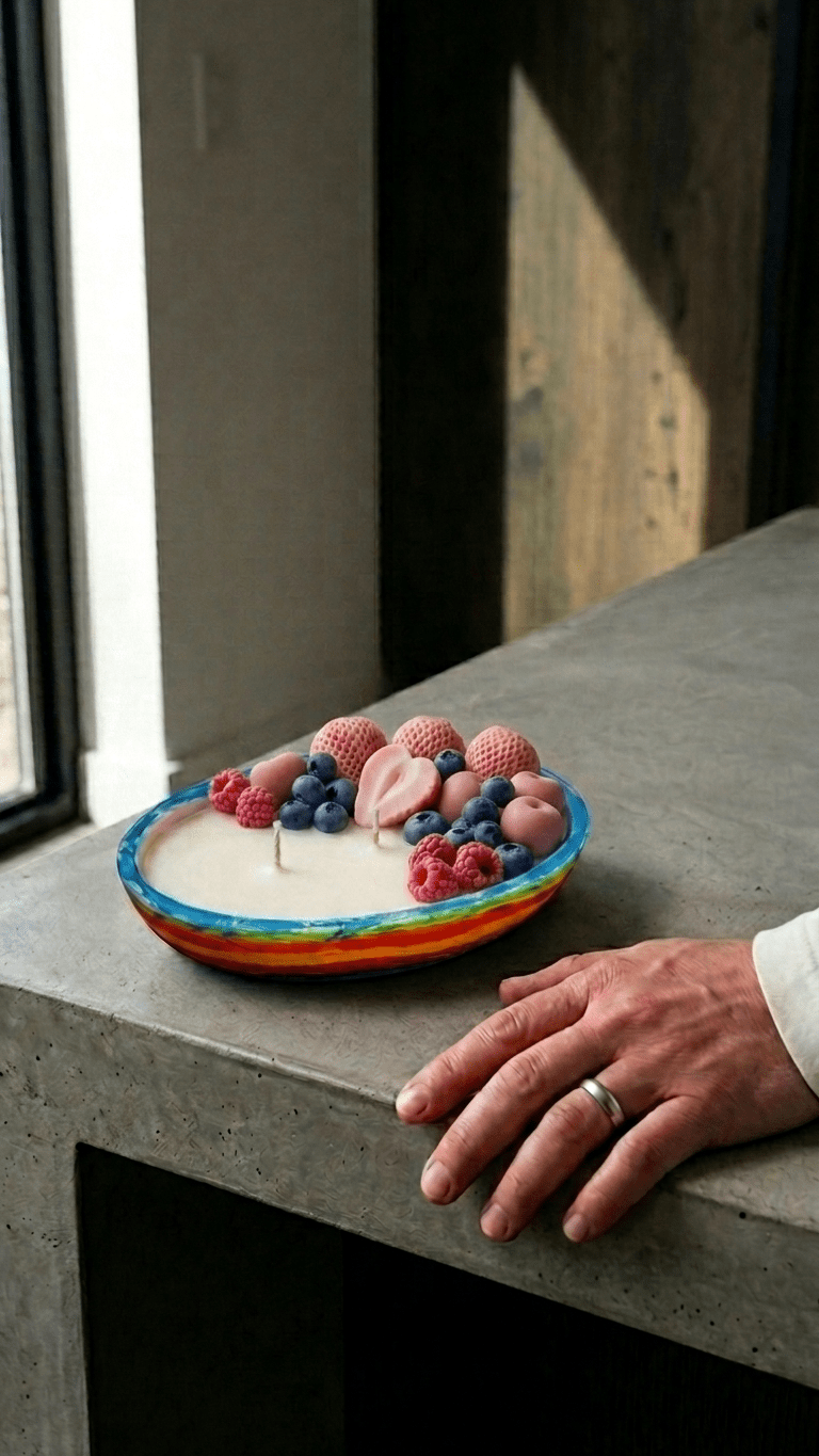 Handmade scented candles with boat-inspired gypsum base