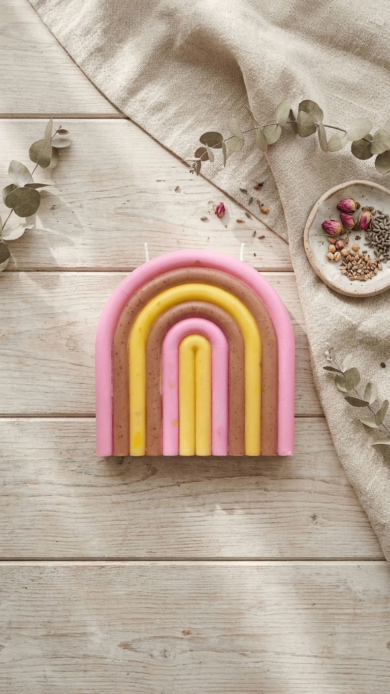 Rainbow Candle natural handmade candles by Divine Wick