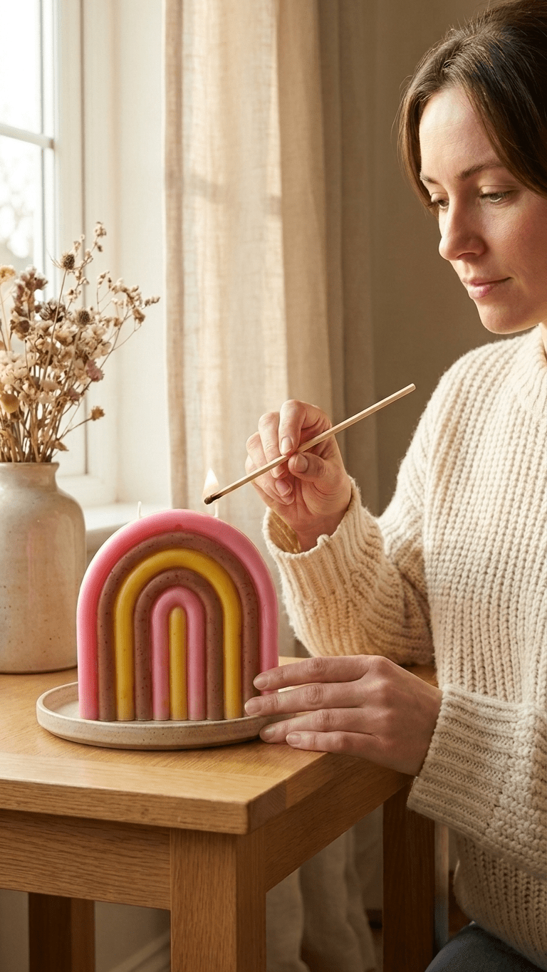 Rainbow Candle premium soy wax nursery décor gift